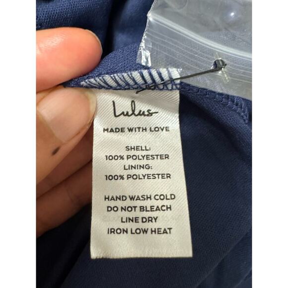 Lulus Evalina Navy Blue Floral Print Mock Neck Midi Dress, Size XS - Picture 11 of 13